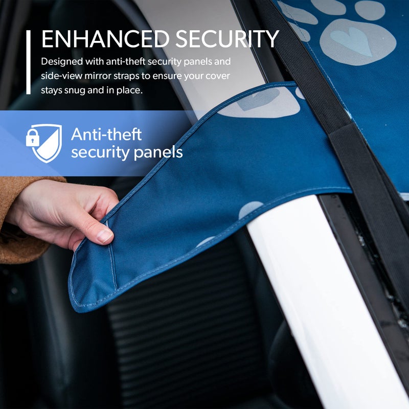 FrostGuard Vortex | Full-Coverage Car Windshield Cover for Ice and Snow, Standard Size (Puppy Paws) - Wiper Blade + Side Mirror Covers - Fit-Fast Straps, Security Panels + Storage Pouch - 59x41 Inches - Image 4
